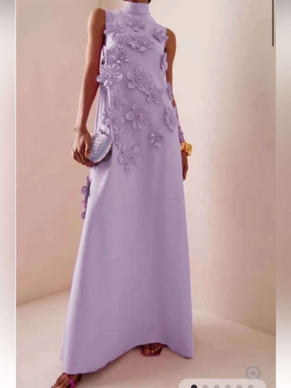 Sleeveless Lilac Maxi Dress with 3D Floral
